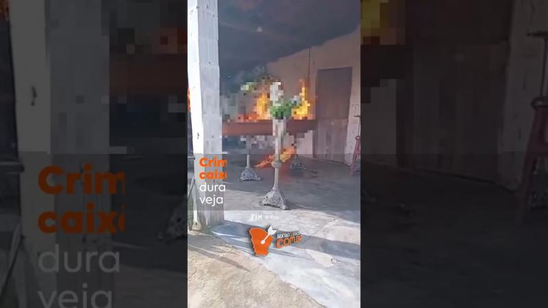 Criminosos incendeiam caixão com corpo dentro durante velório no Ceará; veja video